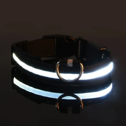 犬用LED光る首輪 夜間安全 ナイロン製 
サイズ調整可能 小型・中型・大型犬対応