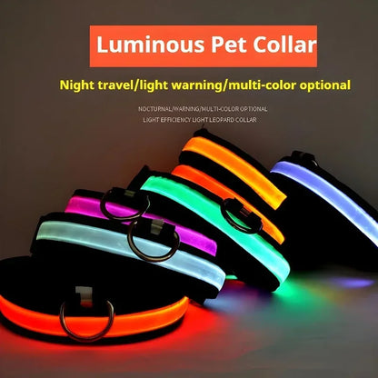 犬用LED光る首輪 夜間安全 ナイロン製 
サイズ調整可能 小型・中型・大型犬対応