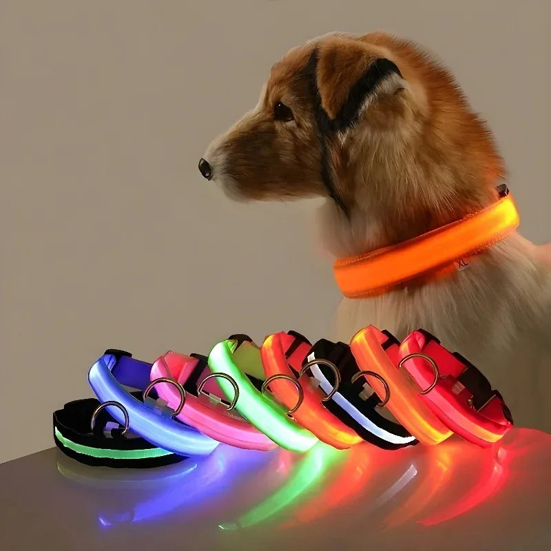 犬用LED光る首輪 夜間安全 ナイロン製 
サイズ調整可能 小型・中型・大型犬対応