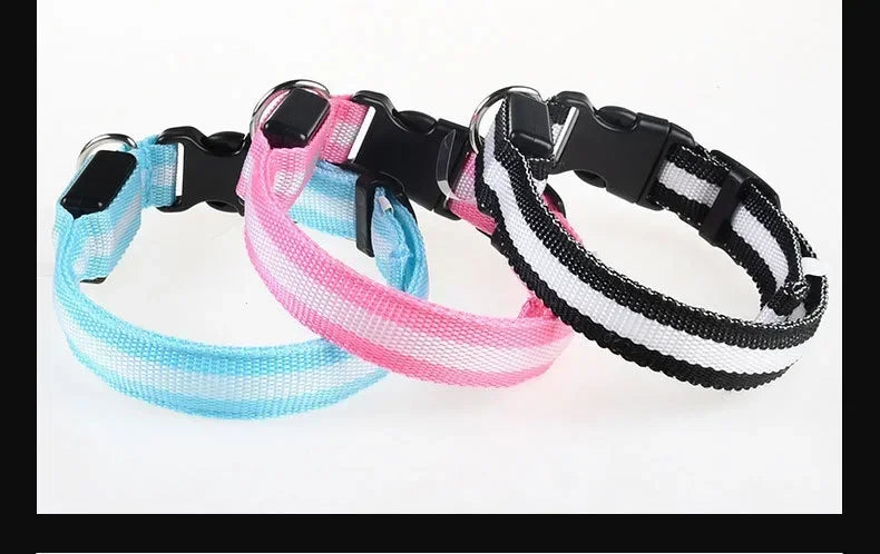 犬用LED光る首輪 夜間安全 ナイロン製 
サイズ調整可能 小型・中型・大型犬対応